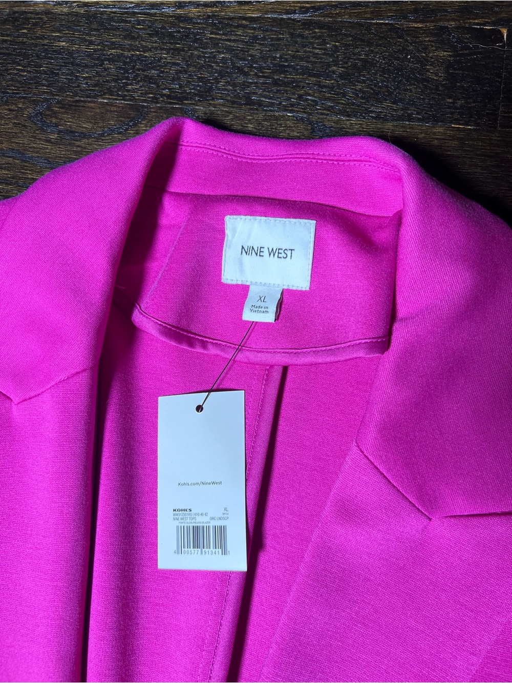 NWT Nine West Hot Pink Fuchsia Closureless Knit Blazer XL - Picture 5 of 10
